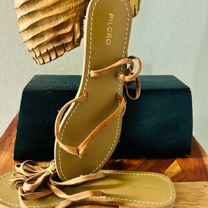 NWOT Pilcro by Anthropologie Gladiator Tie- Up Leather Sandals Size 9